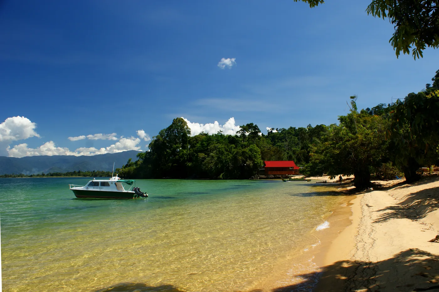 Sandy shore and water at Lake Poso